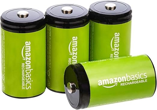 Amazon Basics 4-Pack Rechargeable D Cell NiMH Batteries, 10000 mAh, Recharg