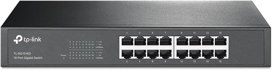 TP-LINK 16-Port Gigabit Ethernet Desktop Unmanaged Switch, 10/100/1000Mbps