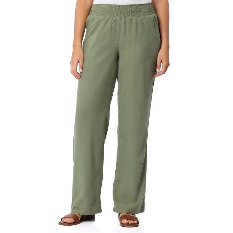 BRIGGS Women's Wide Linen Pant, Size XL, 55% Flax, Olive Green. Buyers Not