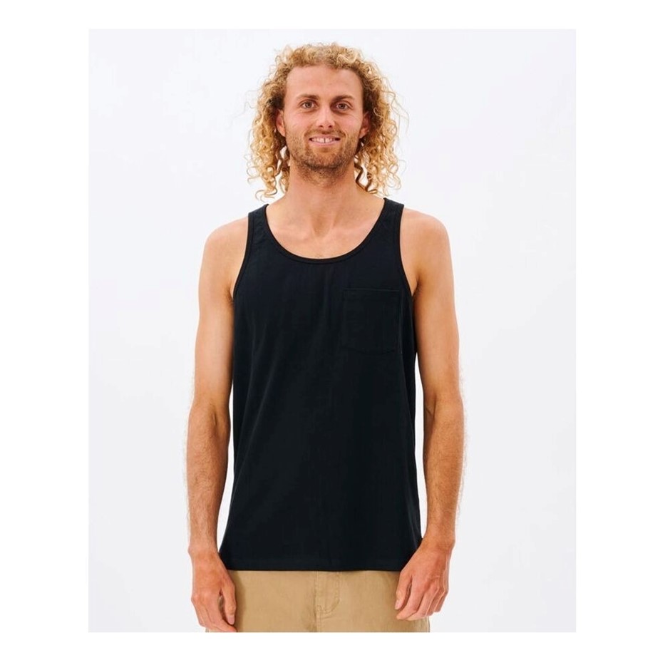 RIP CURL Men's Plain Tank Top, Size S, Black. RRP: $35.99. Buyers Note - D