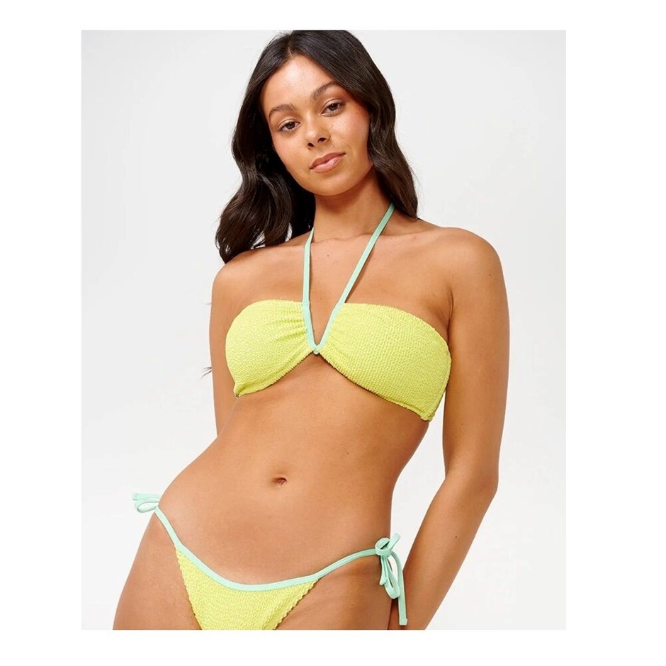 RIP CURL Women's Sunny Side Bandeau Bikini Top - Lime, Size M. RRP: $75.99.
