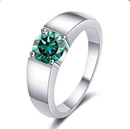 1.0ct Green stones 925 Sterling Silver Ring (s925)-Adjustable