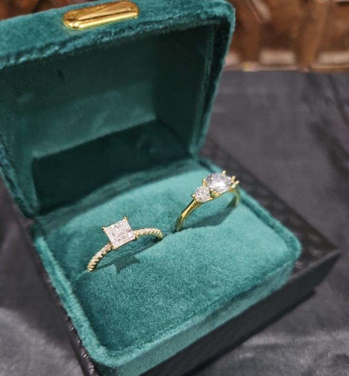 2pcsx1.0ct GRA Moissanite 18k Solid Yellow Gold Vermeil Ring (S925) -8US