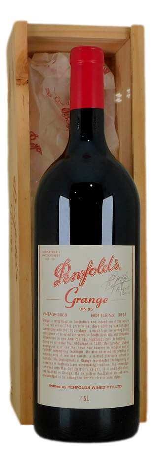 Penfolds Bin 95 Grange 2003 Signed by Pe