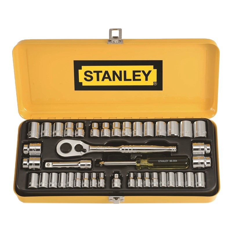 STANLEY 41pc 1/4" 3/8" Drive Socket Set. NB: 3/8" Ratchet Handle not Workin