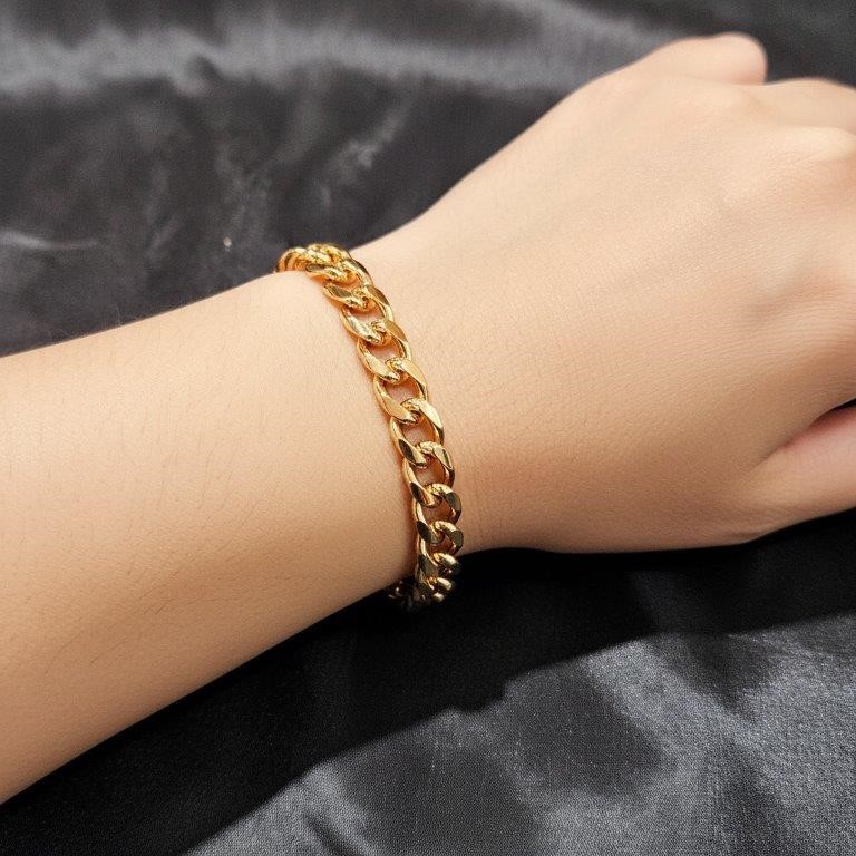 18k Italy Stamped Rose Gold Filled Cuban Bracelet-Quality Guarantee-19cm