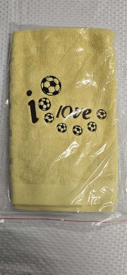 Soccer Hand Towel Yellow, Embroided