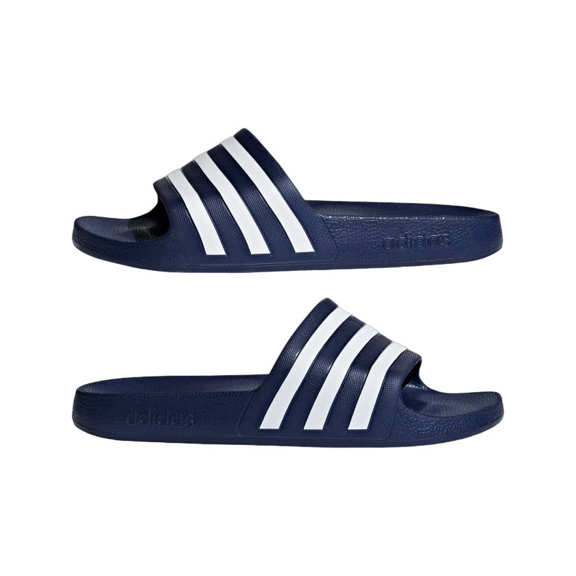 ADIDAS Adilette Aqua Slides, Size US10/UK10, Dark Blue/White/Dark Blue, F35