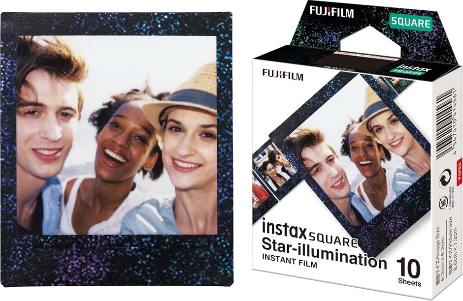 5 x INSTAX Fujifilm Square Film, Star Illumination 10 Pack. NB: Best Before