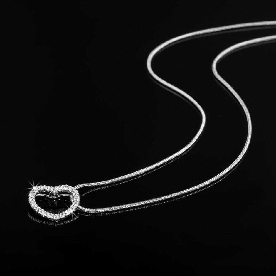 Solid 925 Sterling Silver Heart Pendant Feat. Crystals by Swarovski®