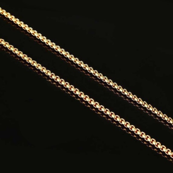 Stainless Steel 3mm Men's Round Box Chain Necklace 60cm - Yellow