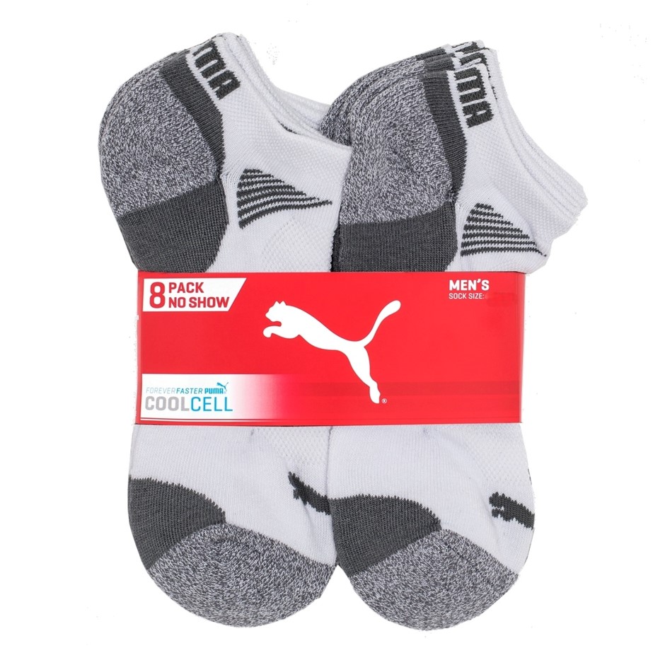 PUMA Men's 4 Pairs CoolCell No Show Socks, Shoe Size 12-16, Sock Size 13-15