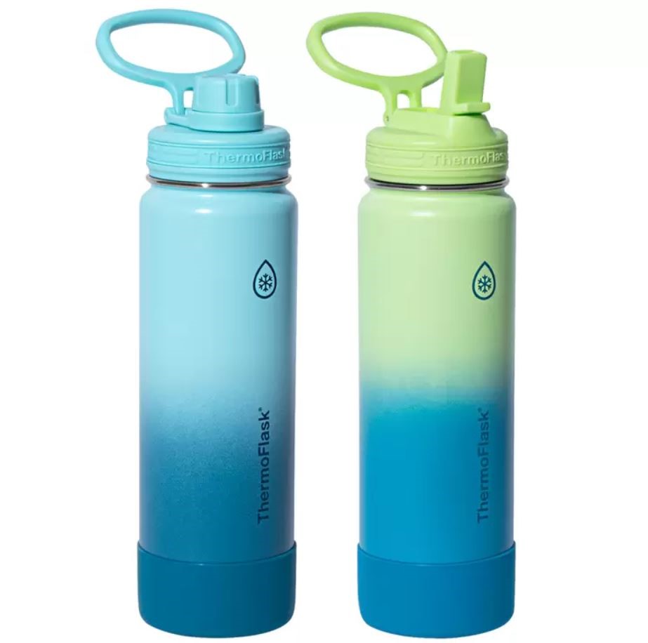 THERMOFLASK 2pc Ombre Stainless Steel Drinking Bottles, Blue & Green, 710ml