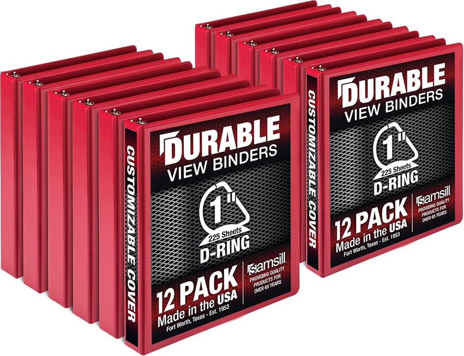Samsill Durable 1 inch 3 Ring Binder, Made in USA, D Ring Binder, FSC 100%