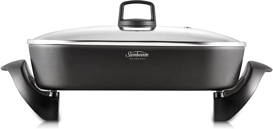 SUNBEAM DuraCeramic Large Electric Frypan, 2400W, Charcoal Grey, FP6000. NB