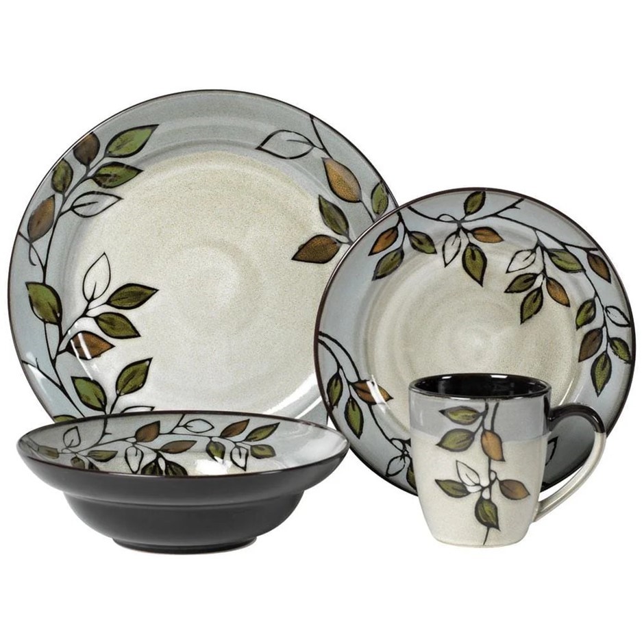 Pfaltzgraff 5136396 Rustic Leaves Dinnerware Set, 16 Piece