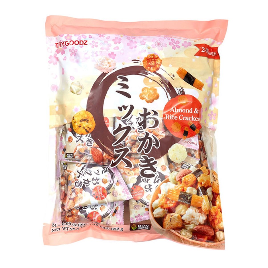 2 x Pack of 24pc TRY GOODZ Rice & Almond Crackers. N.B: Damaged packaging &