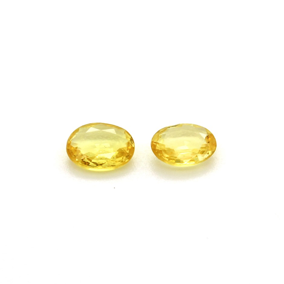 Two 0.62 Ct Oval Yellow Sapphire Gemstone