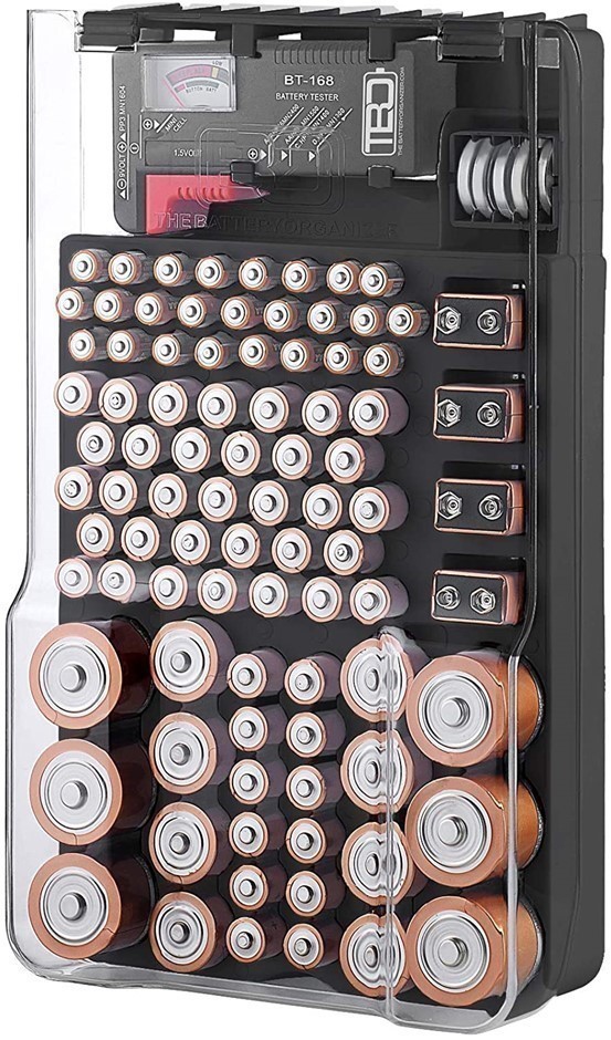 2 x THE BATTERY ORGANIZER Storage Cases with Hinged Clear Cover, Includes a