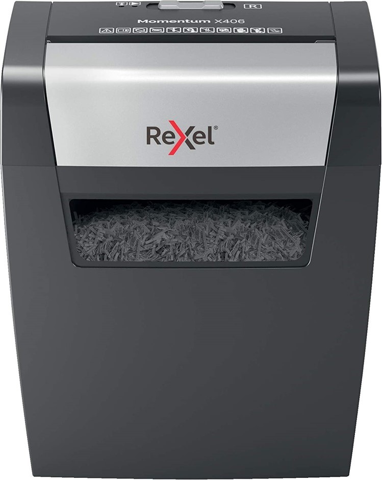 REXEL Momentum X406 Cross Cut Paper Shredder, Shreds 6 Sheets, 15 Litre Bin