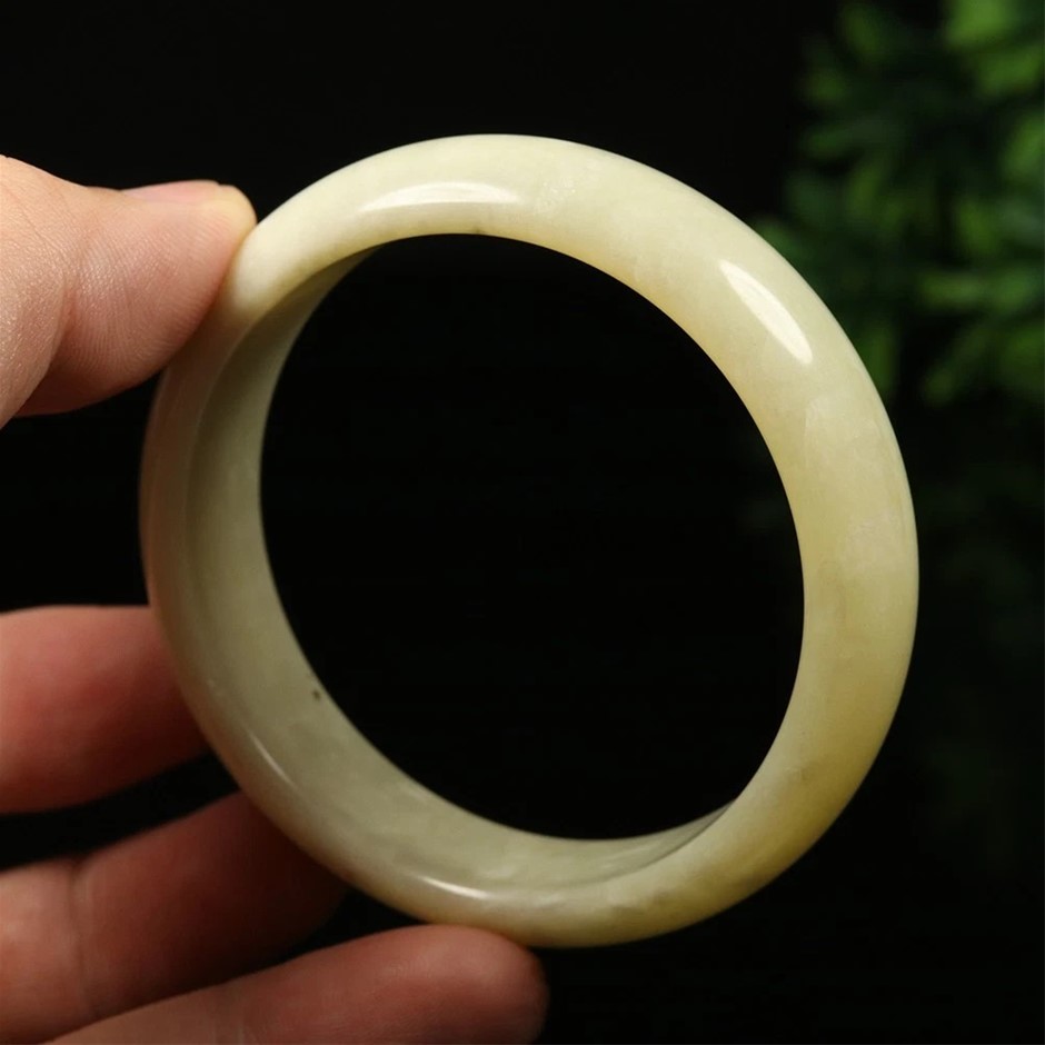 57.0mm Certified Natural (A Grade) Green Jade Bangle
