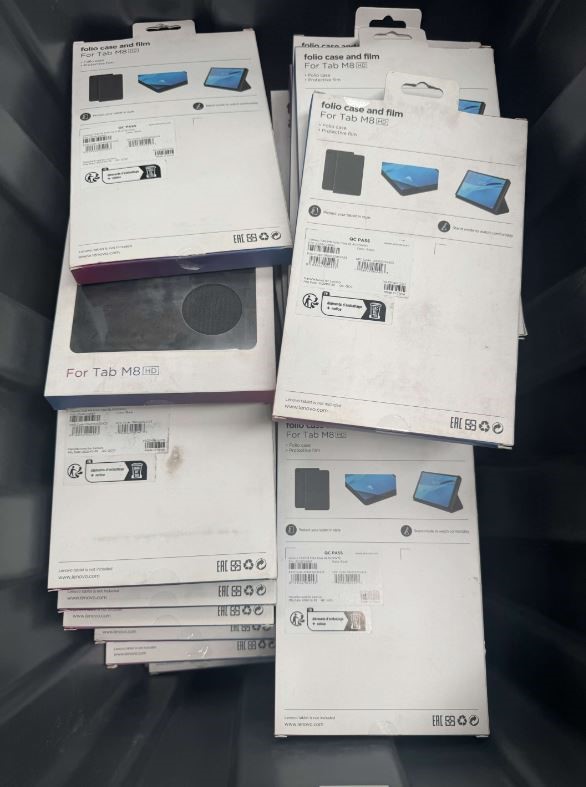50 x LENOVO Tab M8 Folio Case with Screen Guard. NB: Some Items Are Unseale