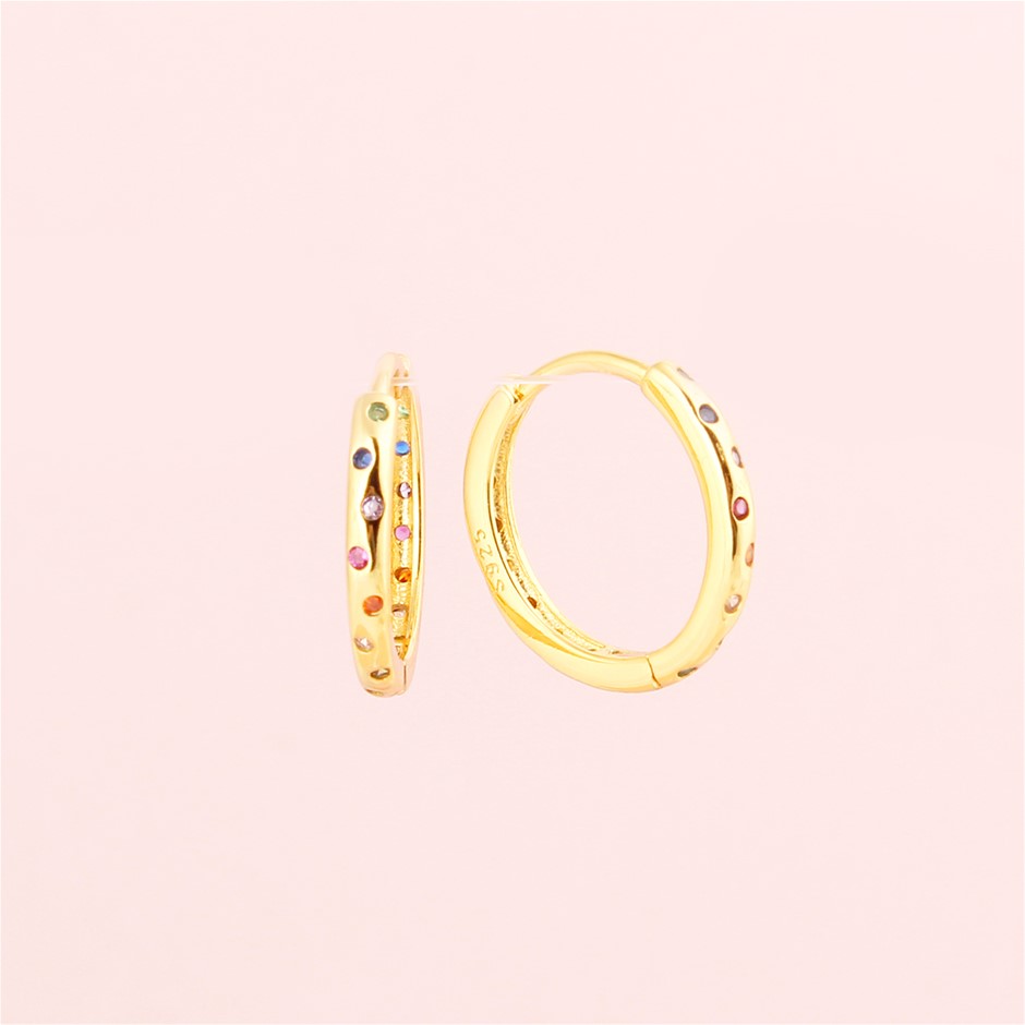 Huggie Hoop 925 Sterling Silver Earrings- 18k Gold Plated