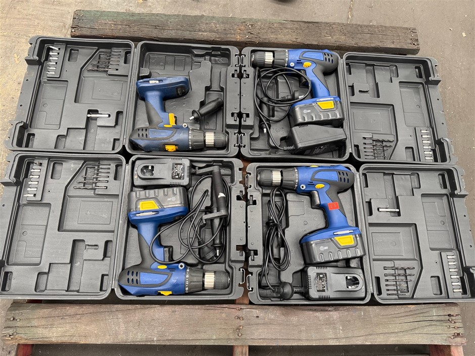 24V Cordless Drill Kit, 2 Speed Gearbox, x 4 units