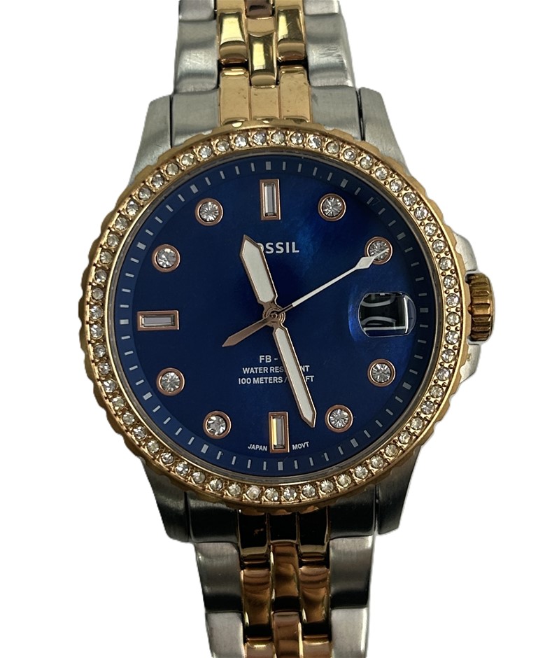 Fossil Two-Tone Crystal Bezel Watch