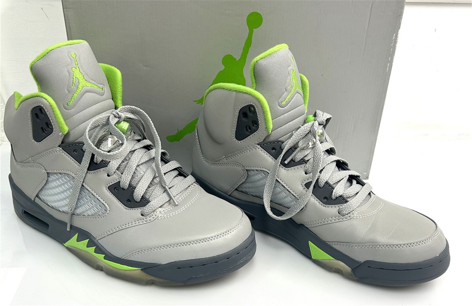 Air Jordan 5 Retro Grey Green Shoes in brand new condition