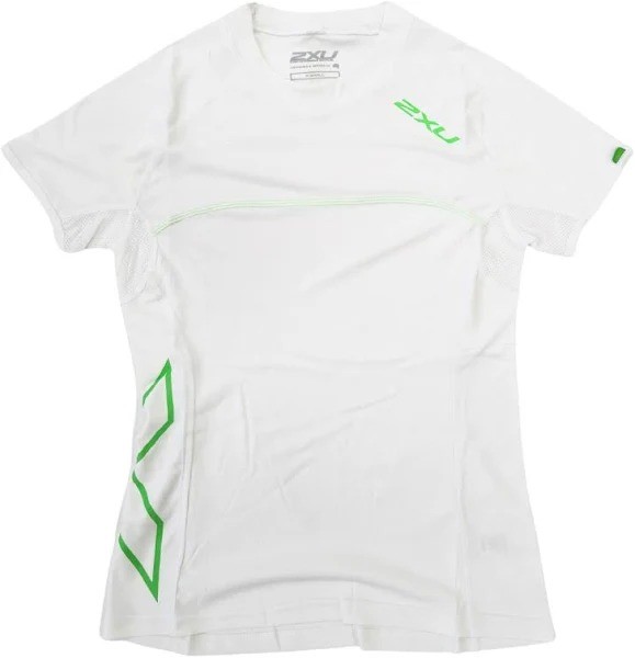 2 x 2XU Women's Sailing Short Sleeve Fibretech Tee, Size L, White/Purple.