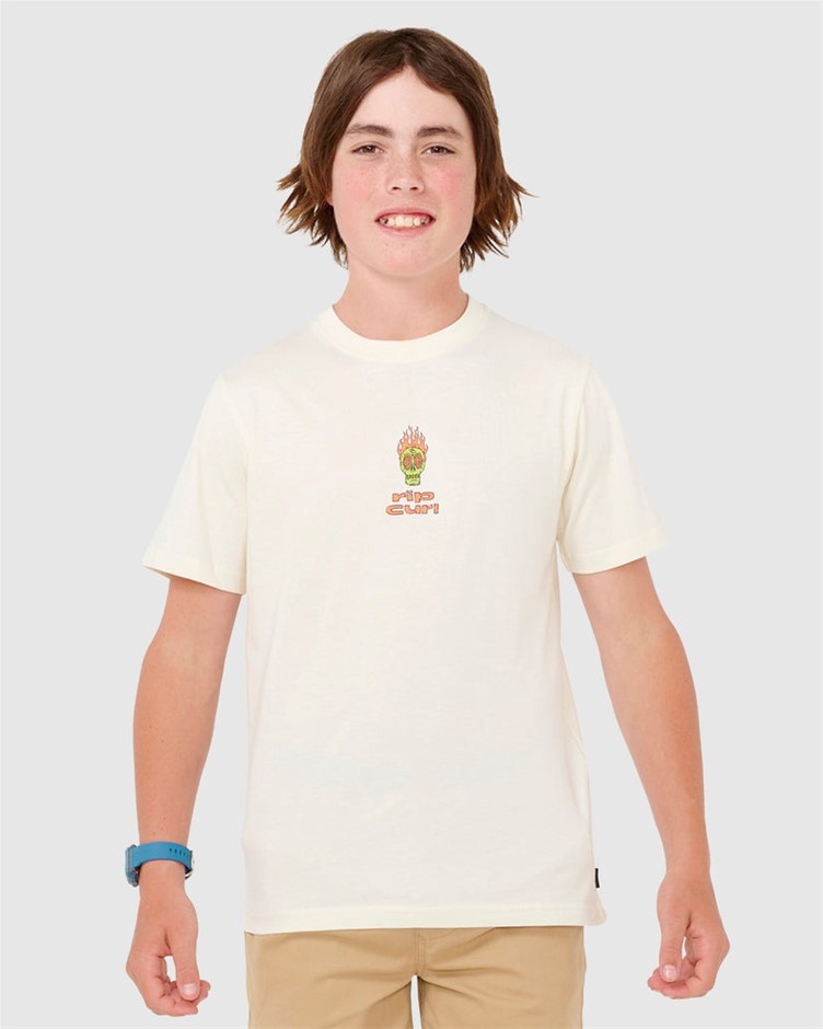 RIP CURL Boy's Cosmic Skull T-Shirt, Size 12, Bone. RRP: $ 35.99. Buyers N