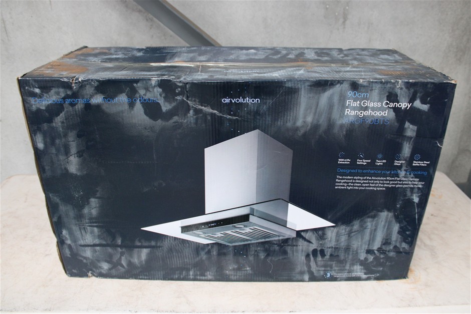 Air Volution ARGF90BTS 90cm Flat Glass Canopy Rangehood