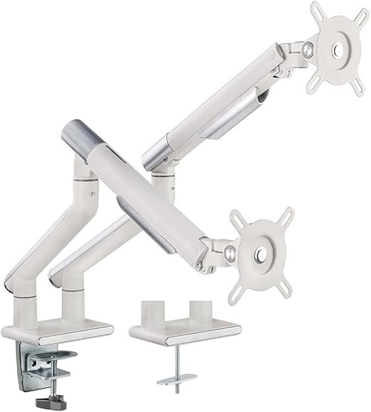Pout Eyes13 Full Motion Gas Spring Dual Monitor Arm, Silver