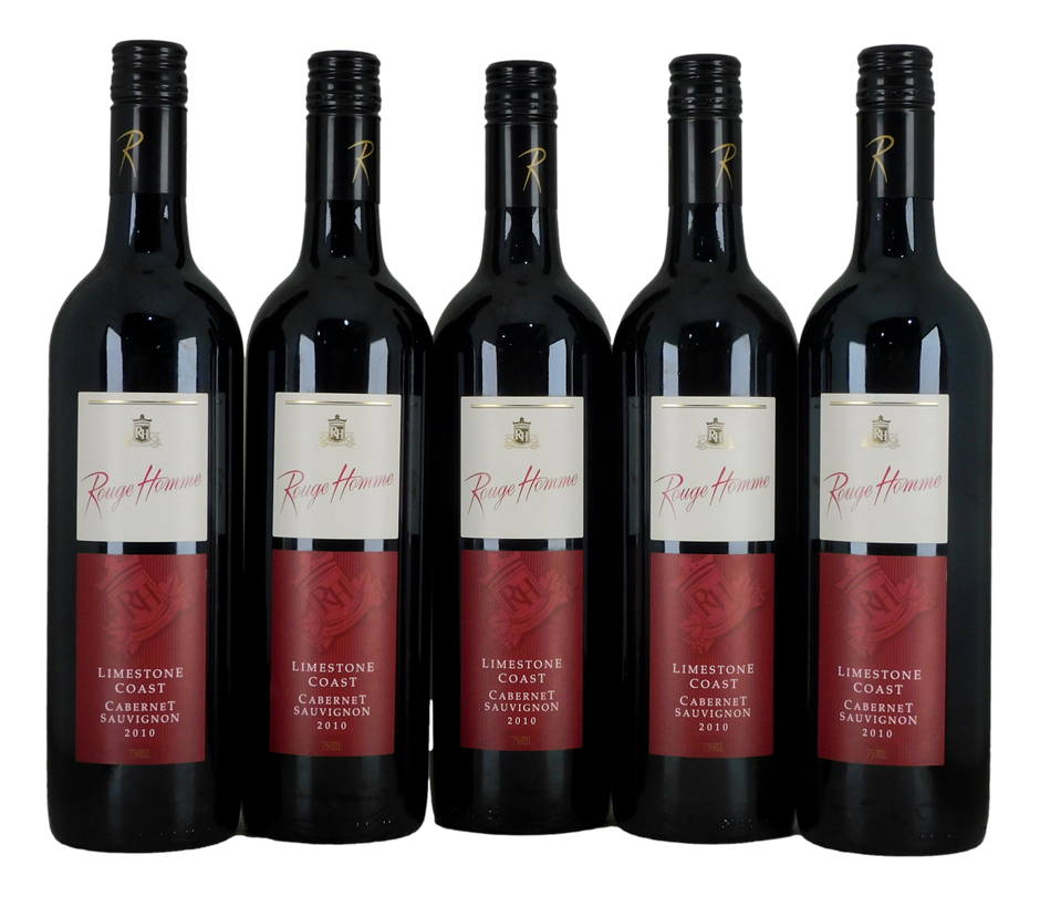 Rouge Homme Cabernet Sauvignon 2010 (5x 750mL), Coonawarra.