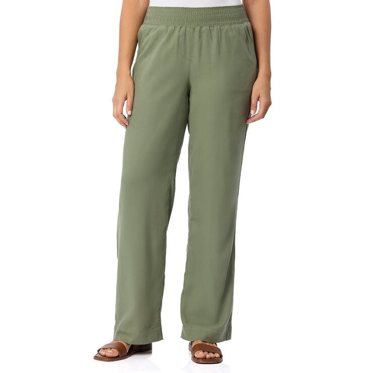 BRIGGS Women's Wide Linen Pant, Size XL, 55% Flax, Olive Green. Buyers Not