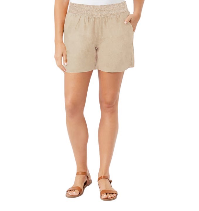 BRIGGS Women's Linen Short, Size M, Dark Tan. Buyers Note - Discount Freig