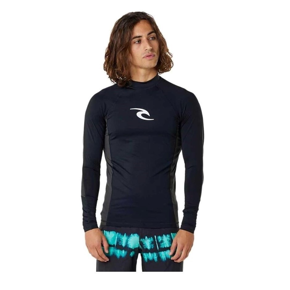 RIP CURL Men's Long Sleeve Sun Protection Rash Guard, Size L, Black. RRP: $