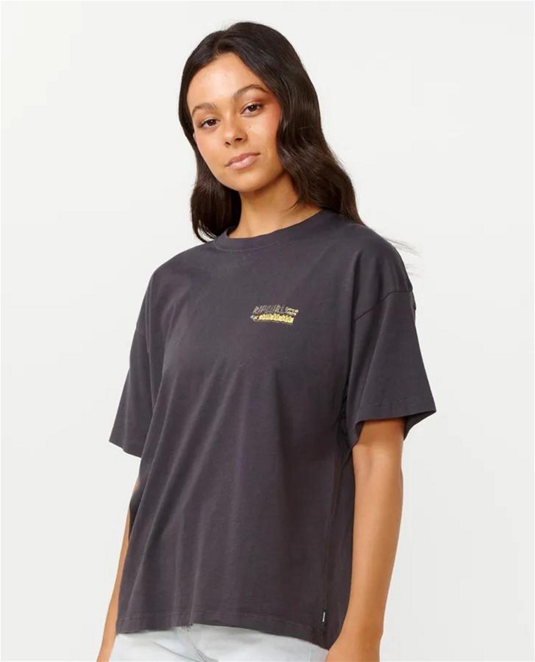 RIP CURL Women's Hanalei Heritage Tee, Size S, Washed Black (8264). RRP: $5
