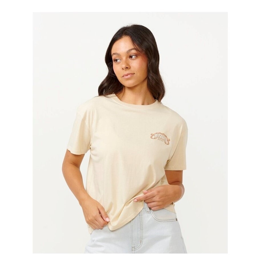RIP CURL Women's Shirt Beach Party Relaxed Tee - Off White, Size XS. RRP: $