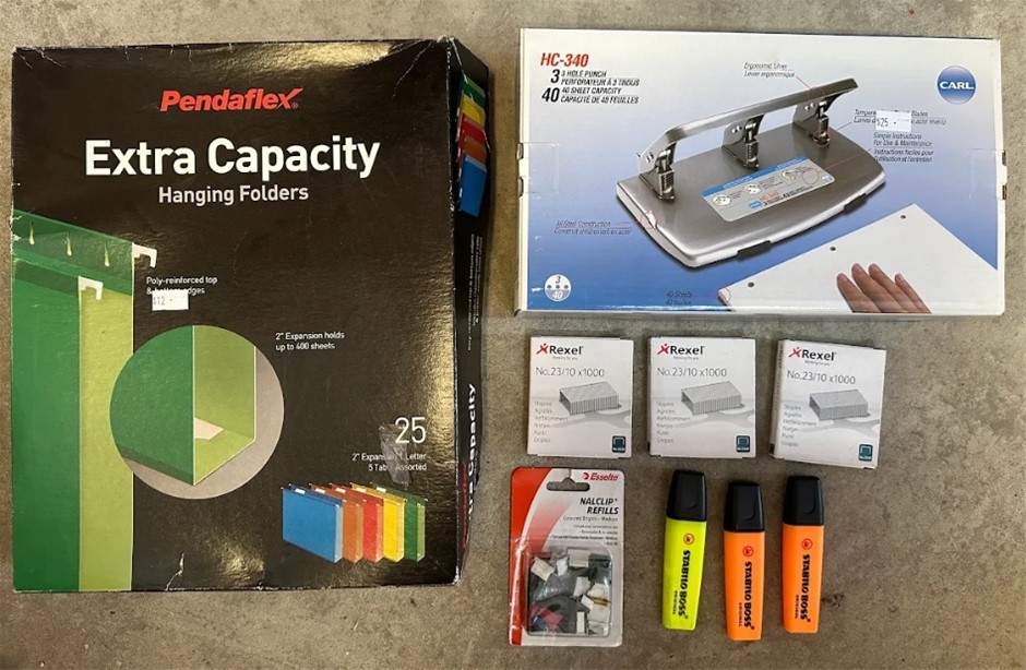 OFFICE SUPPLY BUNDLE: Pendaflex Extra Capacity Hanging Folders + Nalclip Re