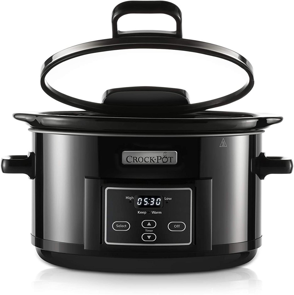 CROCKPOT Digital Slow Cooker with Hinged Lid, Programmable Display, 4.7L, D