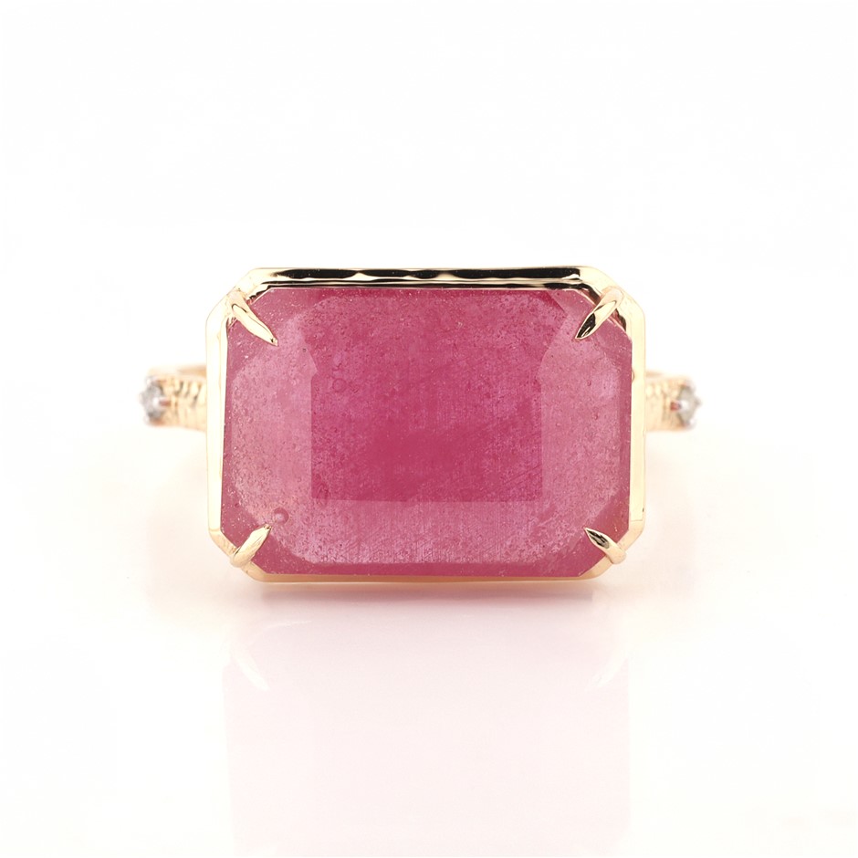 Yellow Gold Natural Ruby & Diamond Ring  with Valuation