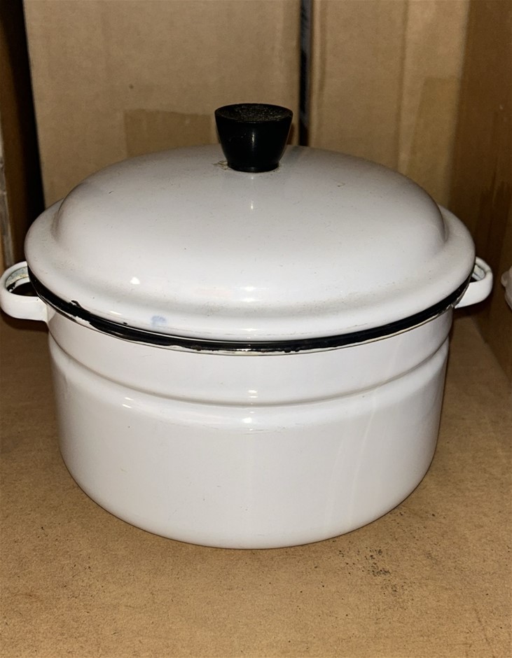 Vintage "Lucky Elephant" Enamelware Double Boiler