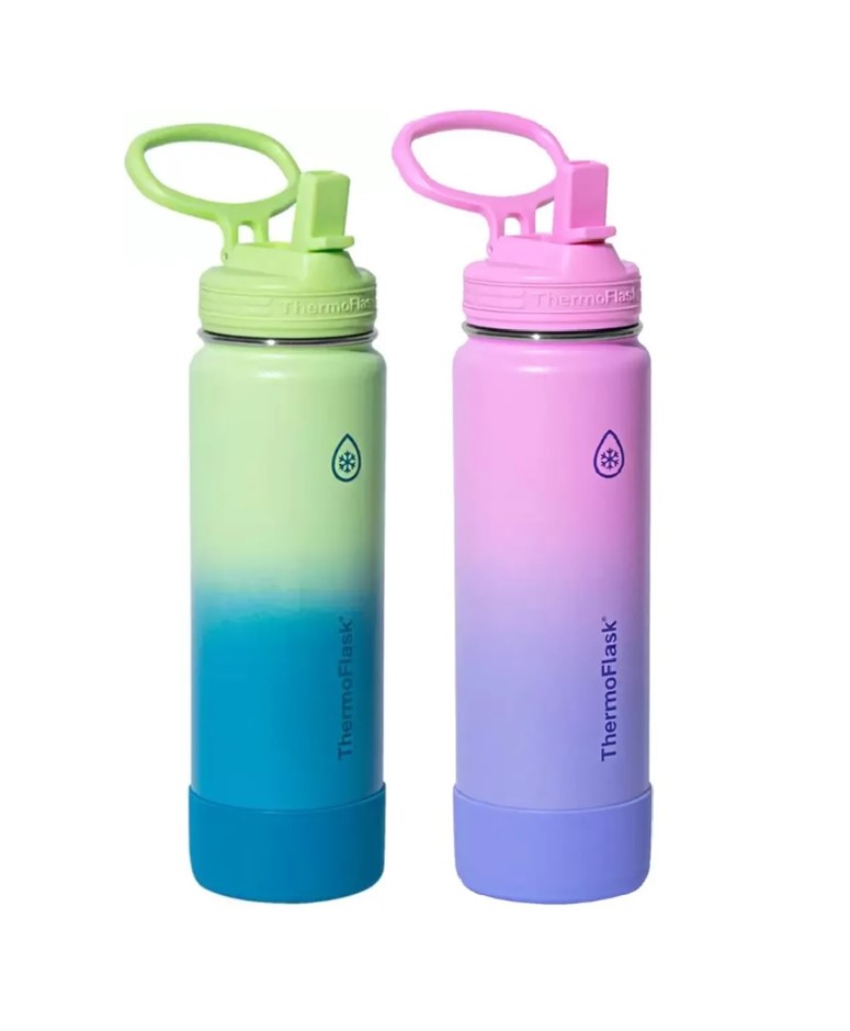THERMOFLASK 2pc Ombre Stainless Steel Drinking Bottles, Green Blue & Pink P