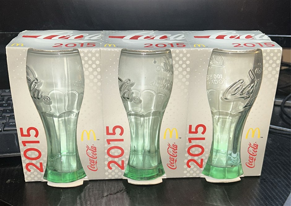 4x McDonald's 2015 Limited Edition Coca-Cola Glasses