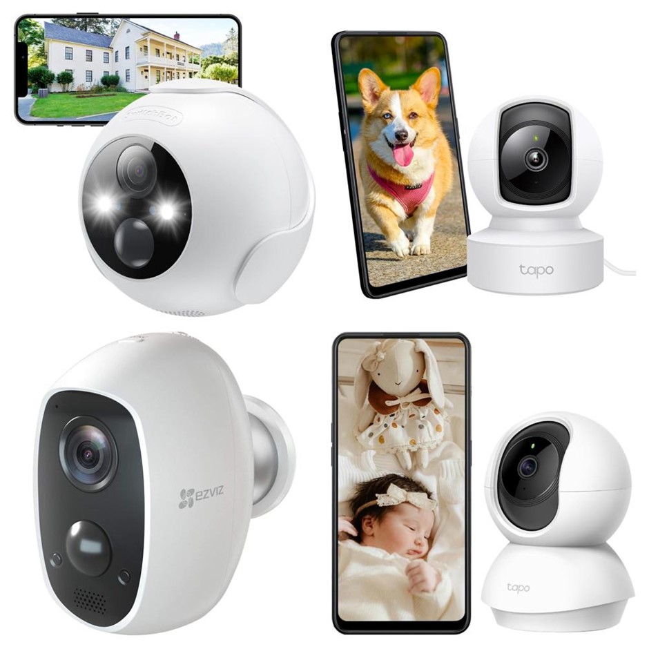 4 x Assorted Home Security Cameras. 1 x TAPO TP-Link Wi-Fi Camera (Tapo C20