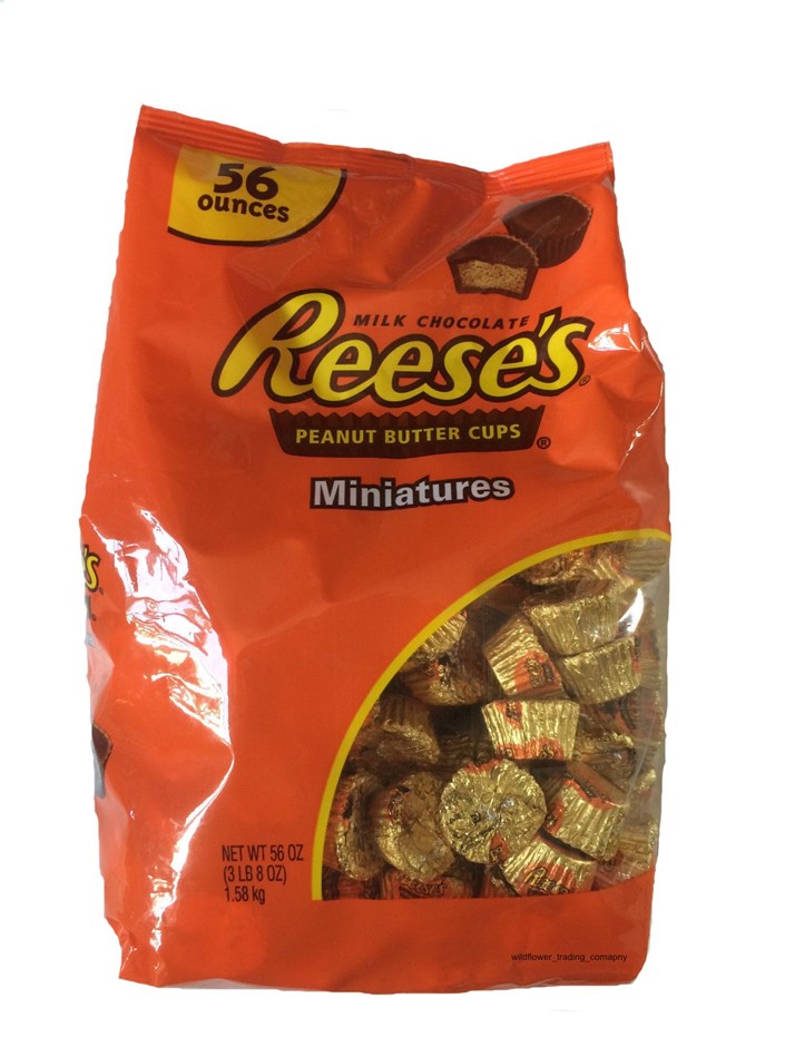 2 x REESE'S 1.58kg Bags Milk Chocolate Peanut Butter Cups, Miniatures. N.B.