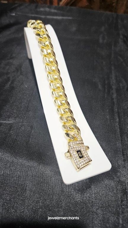 18KGP/Italy Triple Yellow Gold Plated Bracelet -22cm-14mm