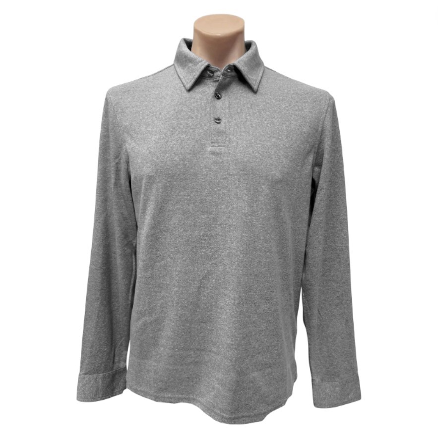 ENGLISH LAUNDRY Men's Long Sleeve Polo, Size S, 32% Cotton, Charcoal Heathe